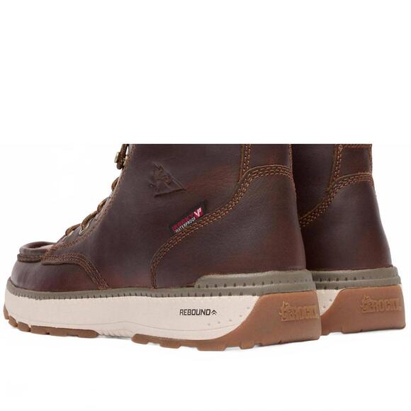 NEW ROCKY men\'s rebound wedge waterproof work boot in brown